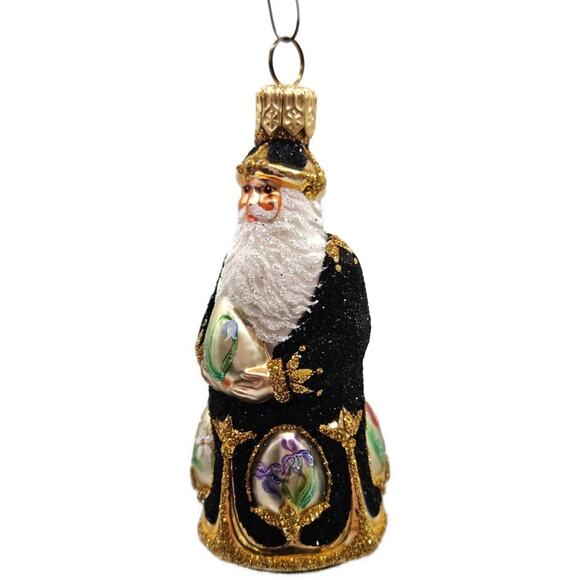 Patricia Breen Miniature Imperial Santa Black Spring Flower Christmas Ornament - Picture 11 of 14